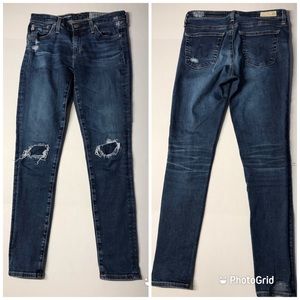 AG Adriano Goldschmied The Legging Super Skinny Distressed Ankle Jeans Size 26